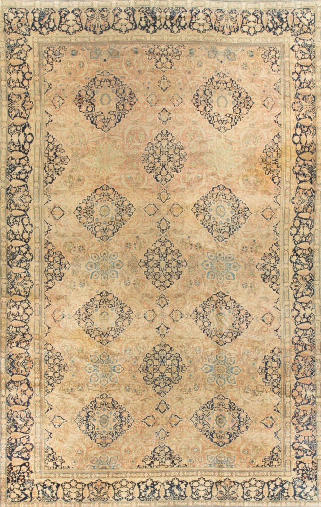 "Antique Kashan Mohtasham Circa 1900 12'6" X 19'2" 14"