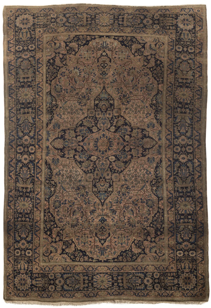 "Antique Kashan Mohtasham Rug circa 1880 4'7" X 7'3" "